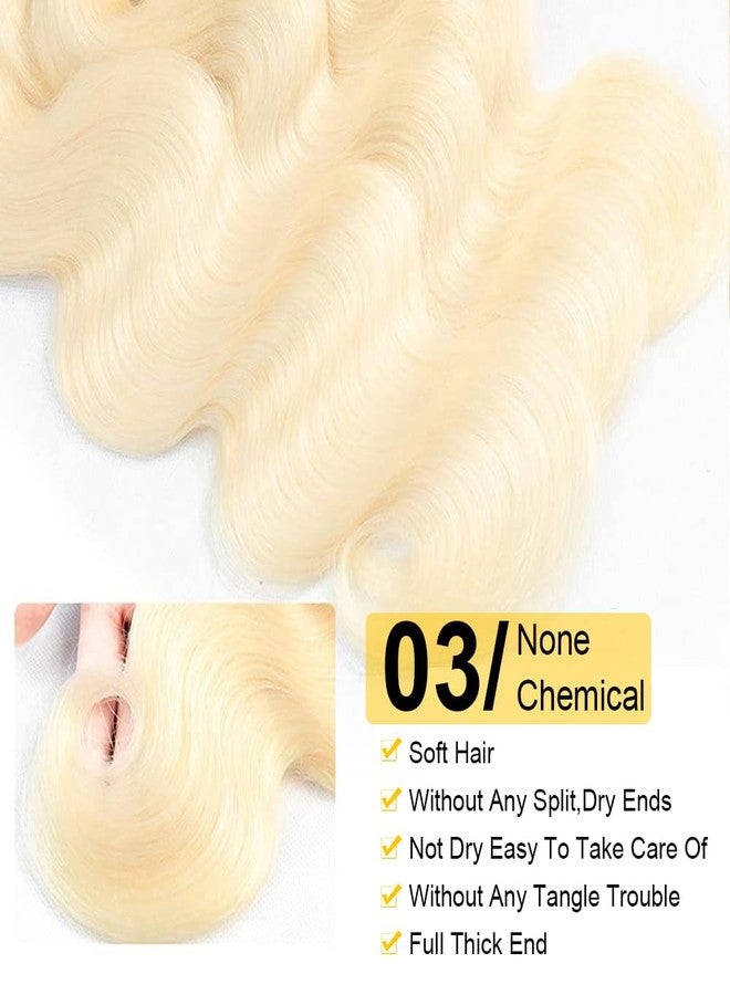 QTHAIR Beauty Human Hair Blonde Bundles 18A Grade 100% Brazilian Human Hair Color #613 Body Wave 22" Light Blonde Color Body Wave Bundles - Image 5